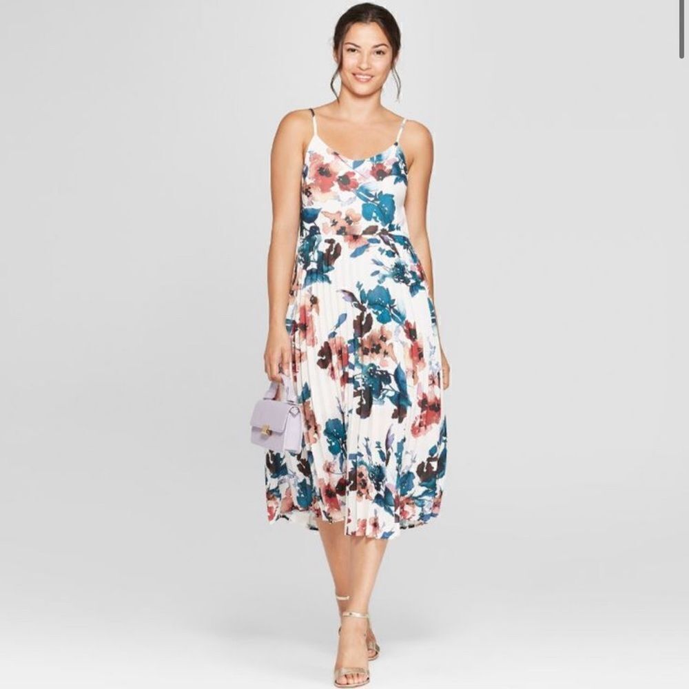 A New Day Floral Midi Slip Dress Easter Spring Summer White Medium M - Picture 7 of 8